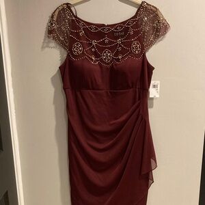 Dillards Burgundy Beaded Mini Dress